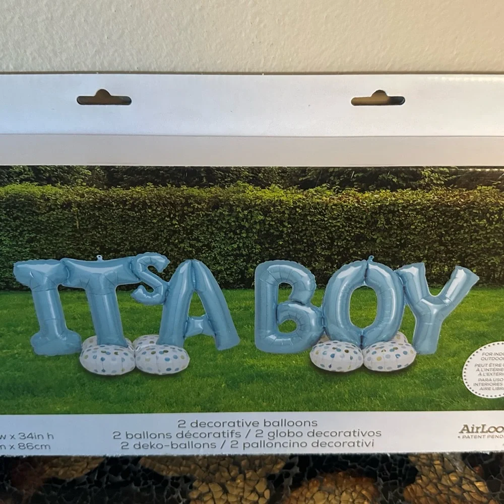 It’s A Boy Balloons Yard Decor Gender Reveal Blue White 8 Feet Indoor Outdoor